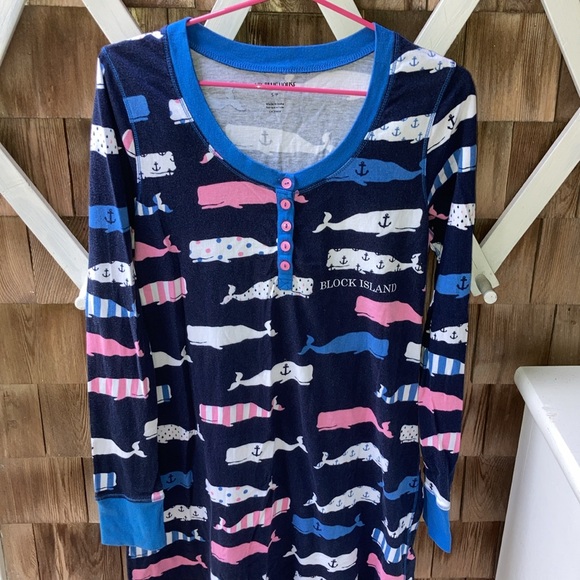 Whale Nautical Block Island Little Blue House Nightgown S/P - Picture 2 of 5